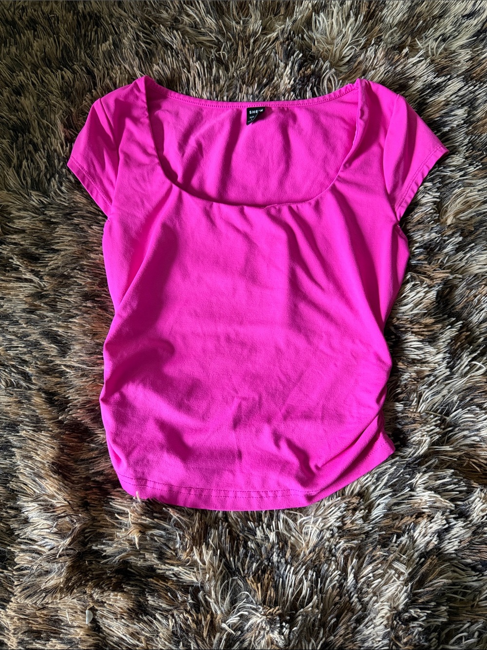 Forever 21 Bright Pink Scoop Neck Crop Top